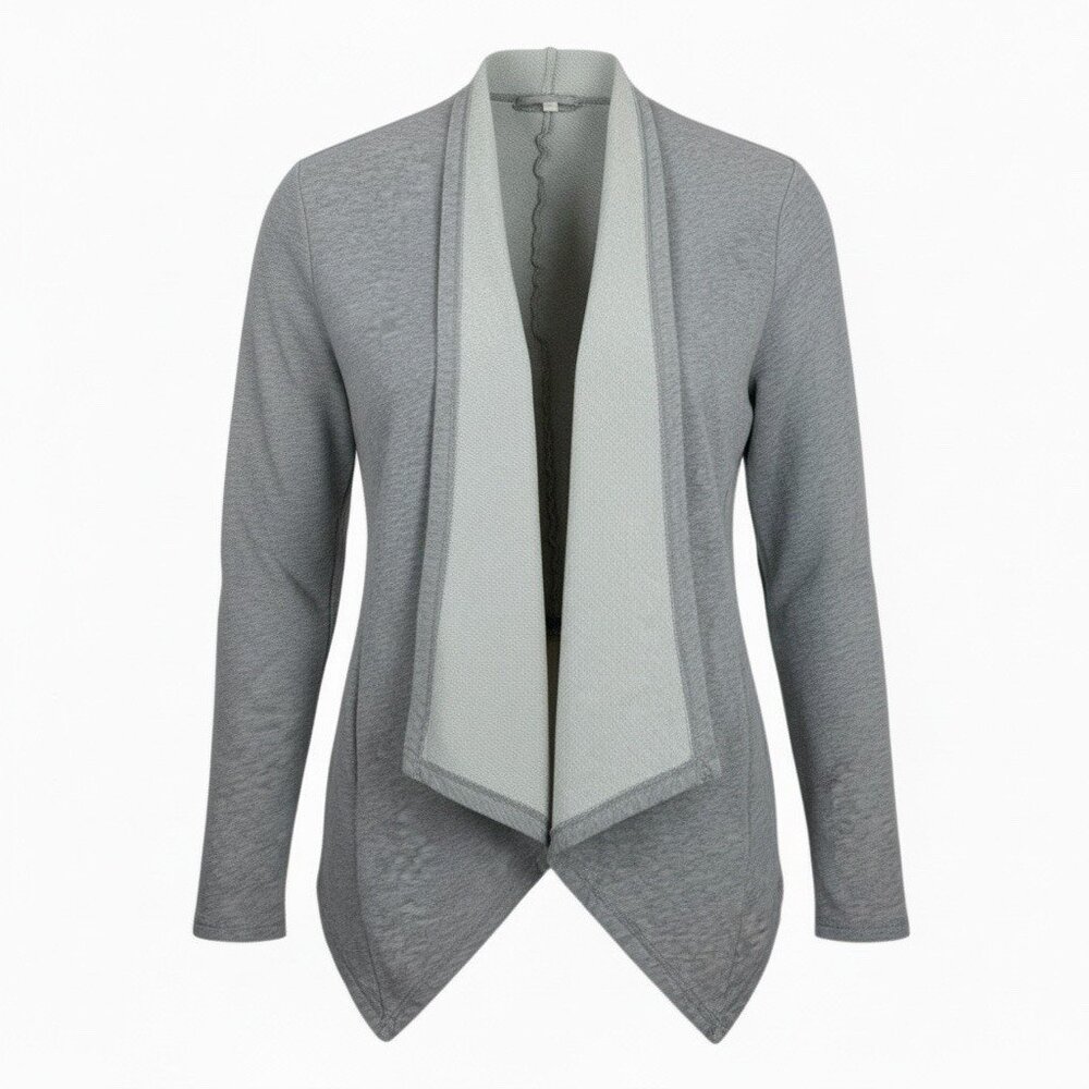 Eileen Fisher Cardigan Sweater Jacket Size PP 2P 4P Heathered Gray French Terry